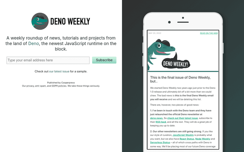 Deno Weekly newsletter preview
