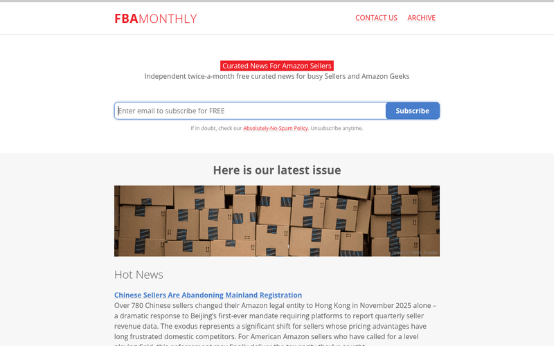 FBA Monthly newsletter preview