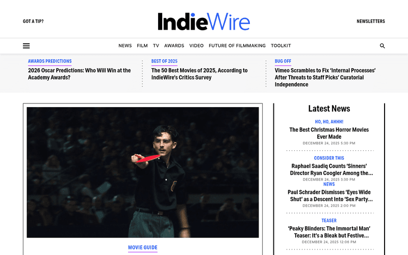 IndieWire newsletter preview