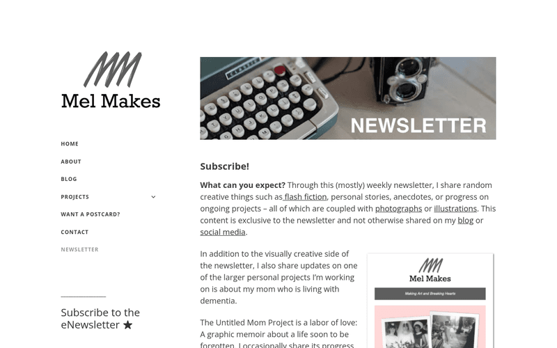 Mel Makes newsletter preview