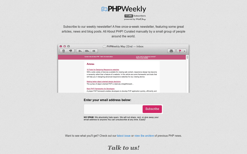 PHP Weekly newsletter preview