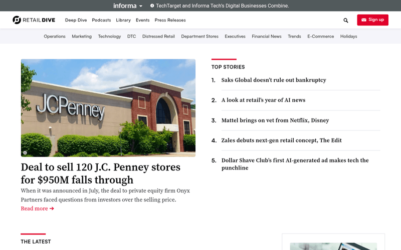 Retail Dive newsletter preview