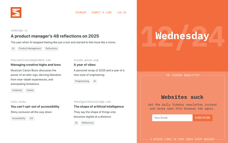 Sidebar newsletter preview