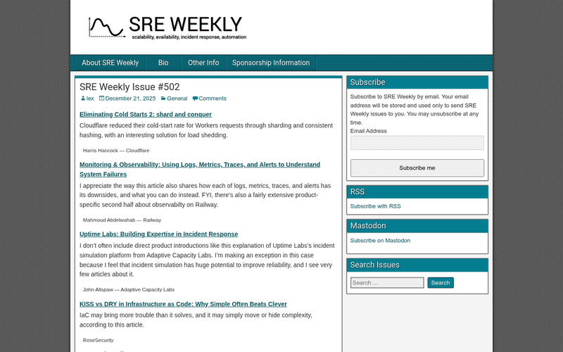 SRE Weekly newsletter preview