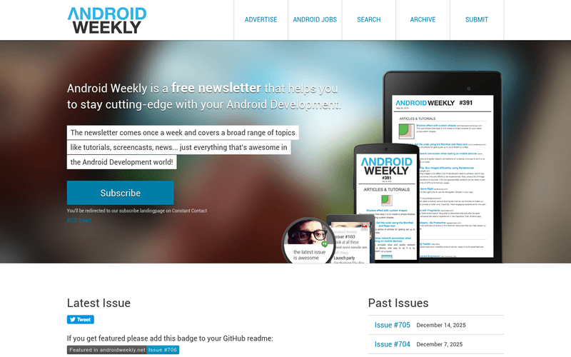 Android Weekly newsletter preview