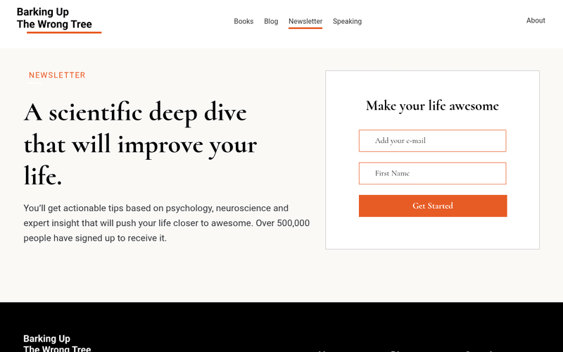 Barking Up The Wrong Tree newsletter preview
