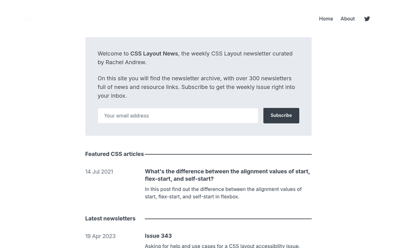 CSS Layout News newsletter preview