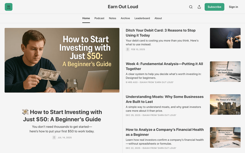Earn Out Loud newsletter preview