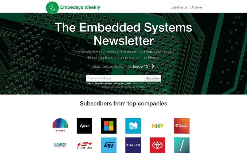 Embedsys Weekly newsletter preview