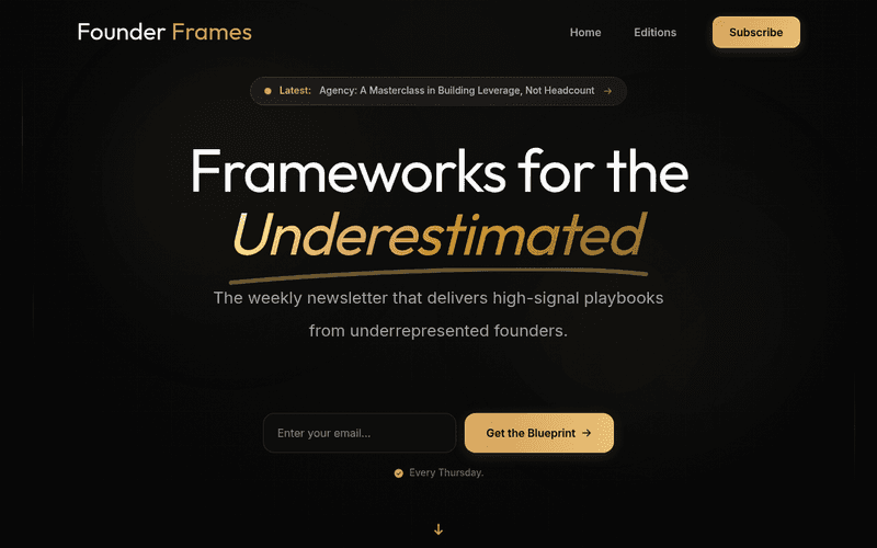 Founder Frames newsletter preview