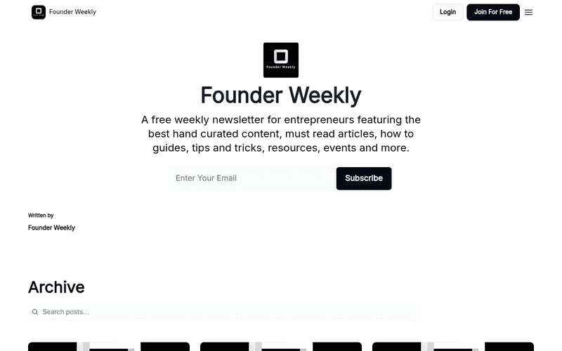 Founder Weekly newsletter preview