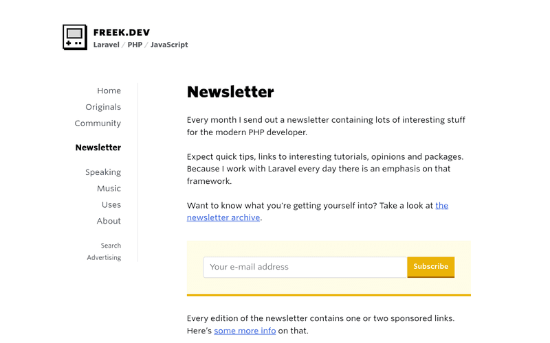 Freek.dev Newsletter newsletter preview