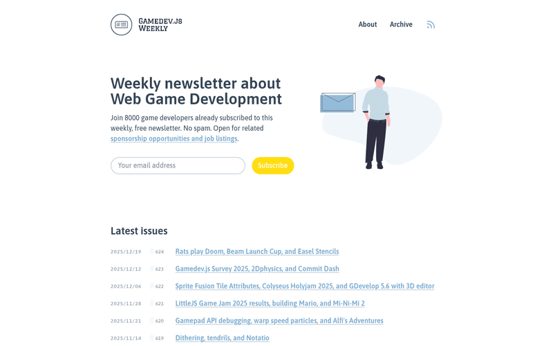 Gamedev.js Weekly newsletter preview