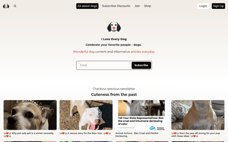 I Love Every Dog newsletter preview