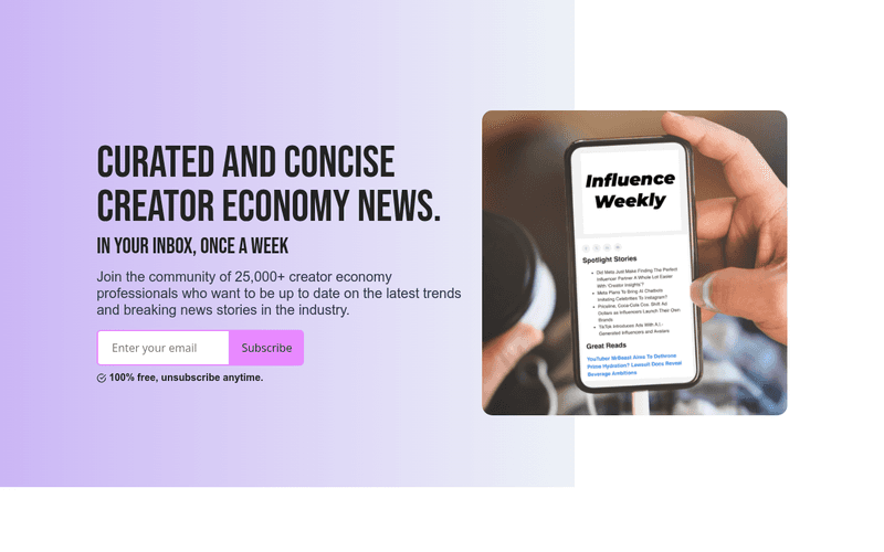 Influence Weekly newsletter preview