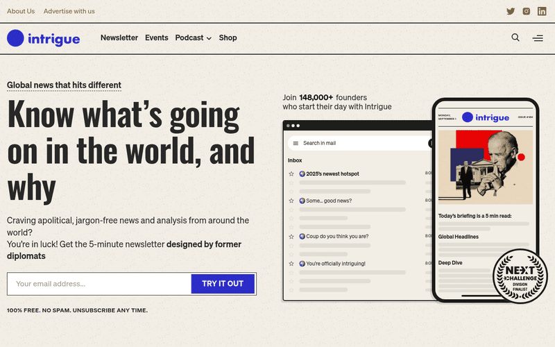 International Intrigue newsletter preview