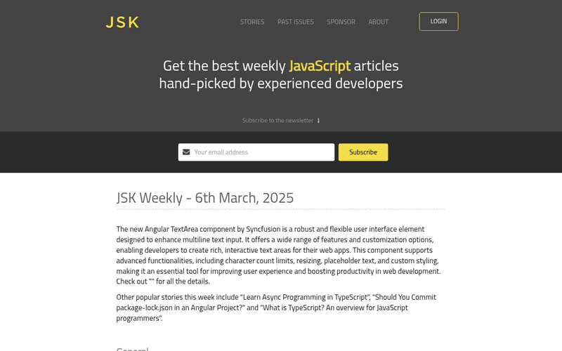 JavaScript Kicks newsletter preview
