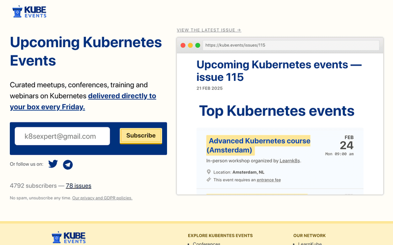 Kubernetes Events Newsletter