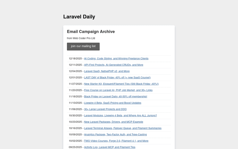 Laravel Daily Newsletter newsletter preview