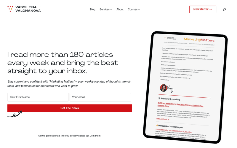 Marketing Matters Weekly newsletter preview