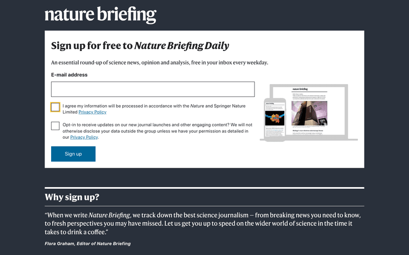 Nature Briefing newsletter preview