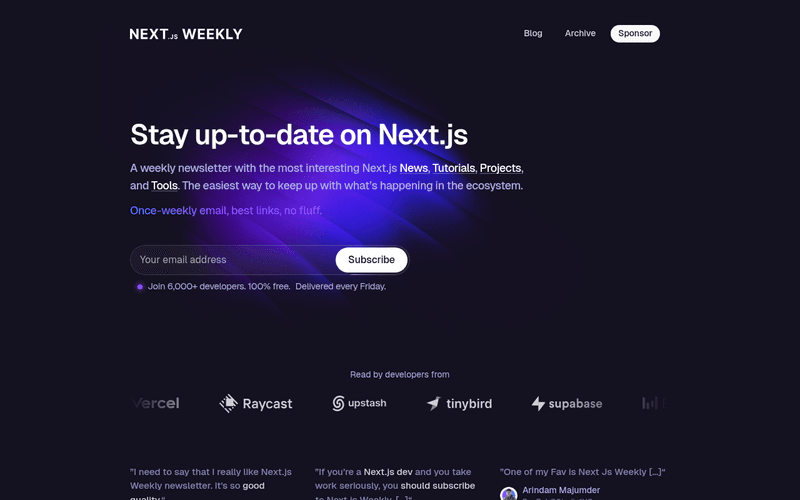 Next.js Weekly newsletter preview