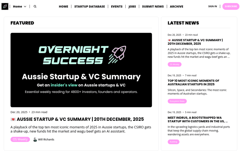 Overnight Success newsletter preview