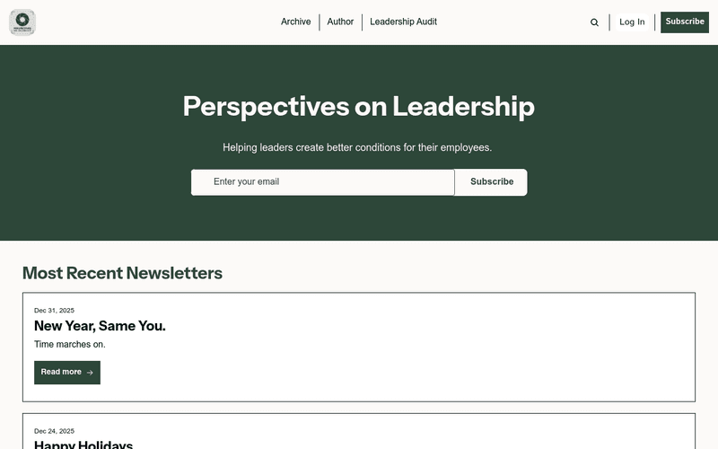 Perspectives on Leadership newsletter preview