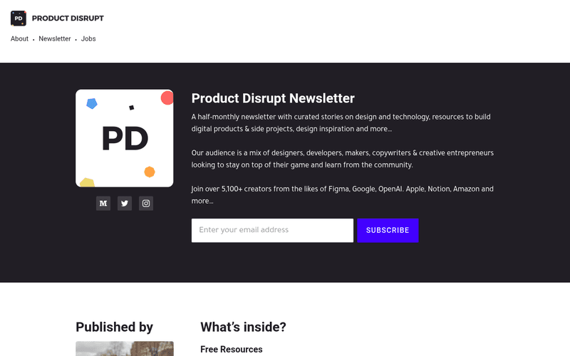 Product Disrupt newsletter preview