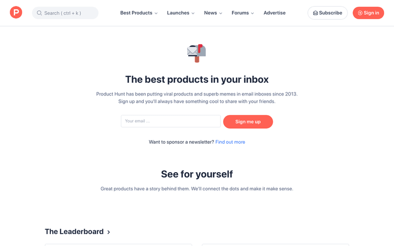 Product Hunt Daily newsletter preview