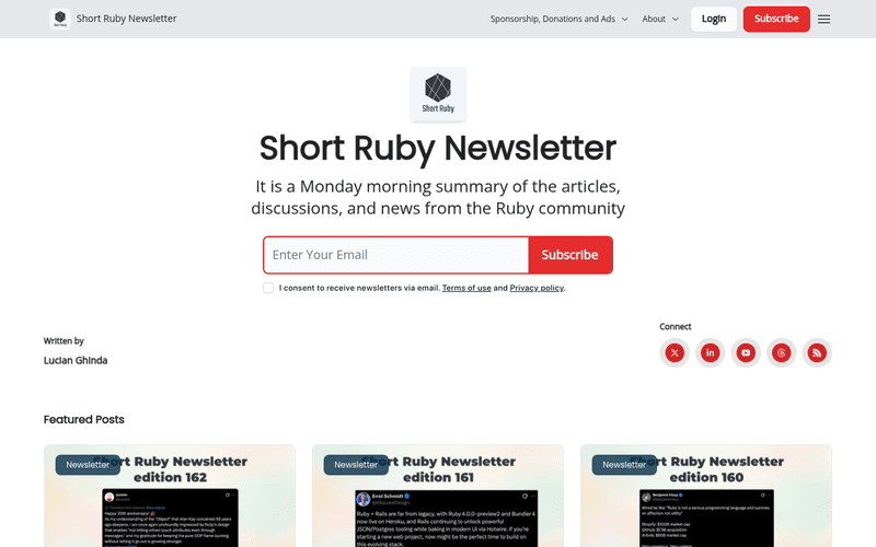 Short Ruby Newsletter newsletter preview