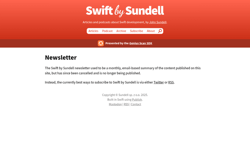 Swift by Sundell newsletter preview