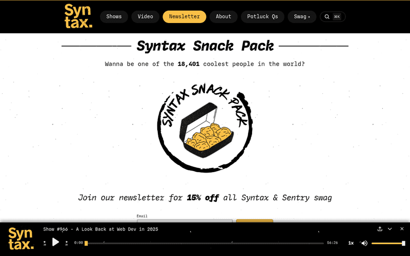 Syntax Snack Pack newsletter preview