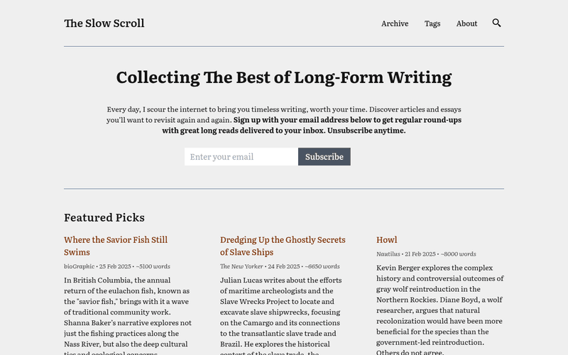 The Slow Scroll newsletter preview