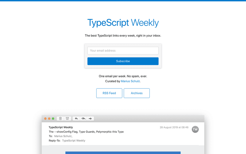 TypeScript Weekly newsletter preview