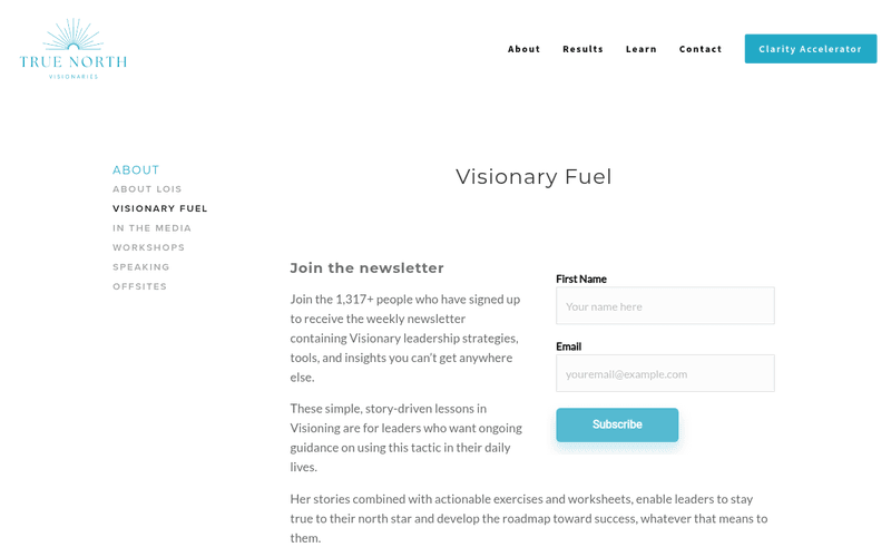 Visionary Fuel newsletter preview