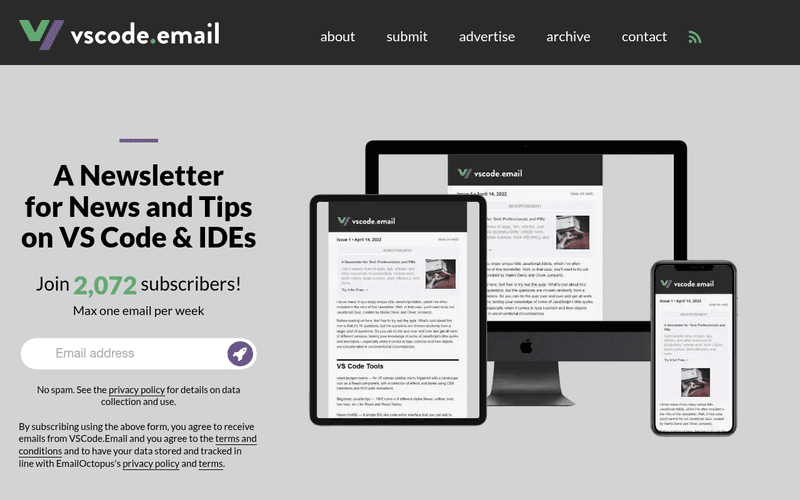 vscode.email newsletter preview