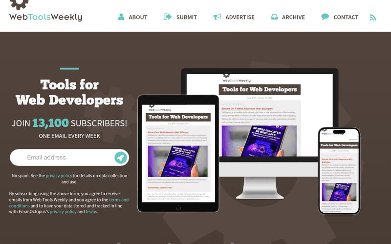 Web Tools Weekly newsletter preview
