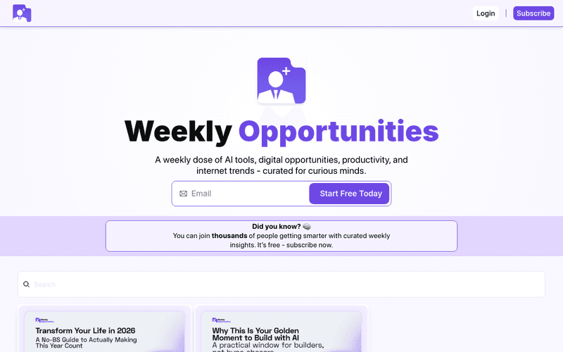 Weekly Opportunities newsletter preview
