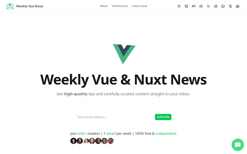 Weekly Vue News newsletter preview